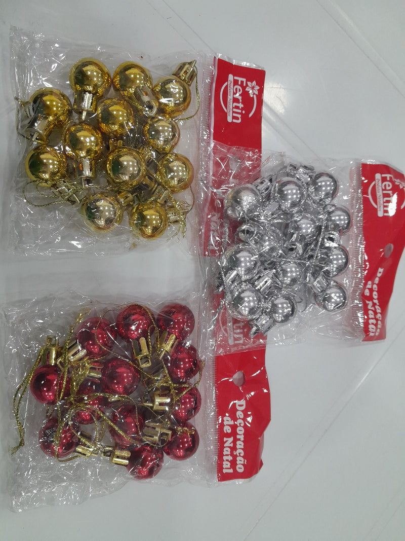 Bola de Natal 2cm pacotinho 12pçs