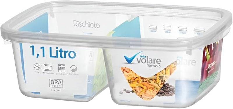 POTE RETANGULAR VOLARE C/DIVISÓRIA 1,100 ML