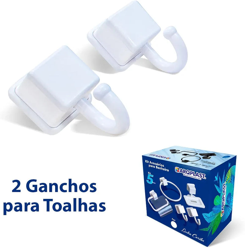 Kit Acessório para Banheiro Linha  Caribe com 5 Peças Desmontado Branco