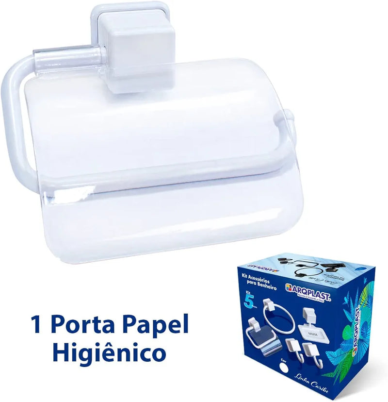 Kit Acessório para Banheiro Linha  Caribe com 5 Peças Desmontado Branco