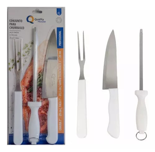 Conjunto Para Churrasco Aço Inox 3 peças- Quality House