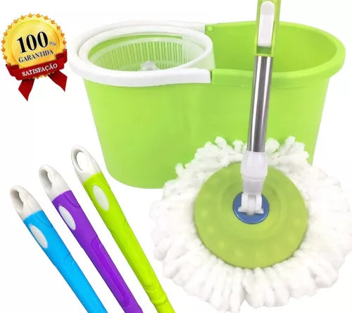 Esfregão Mop Limpeza Prática Balde Com Rodas 13 Litros