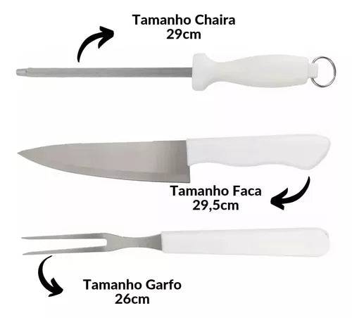 Conjunto Para Churrasco Aço Inox 3 peças- Quality House