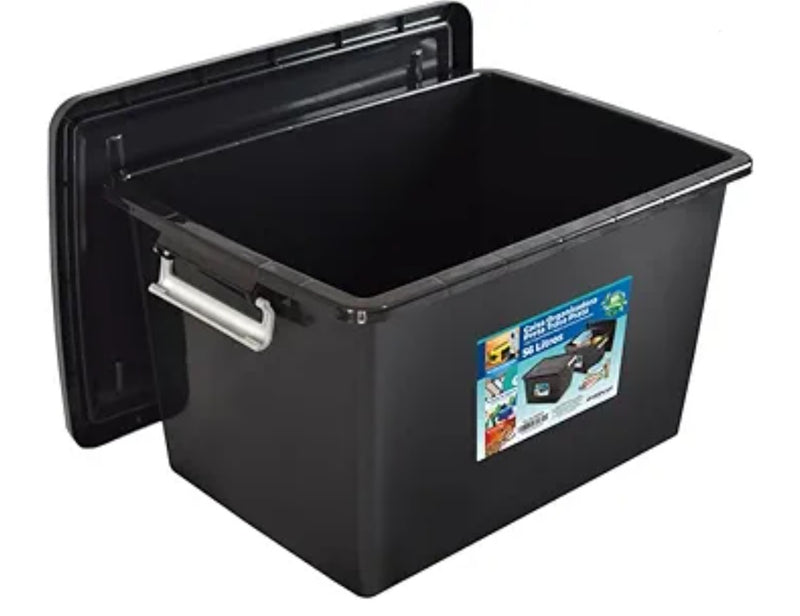 Caixa organizadora preta c/ tampa 56L