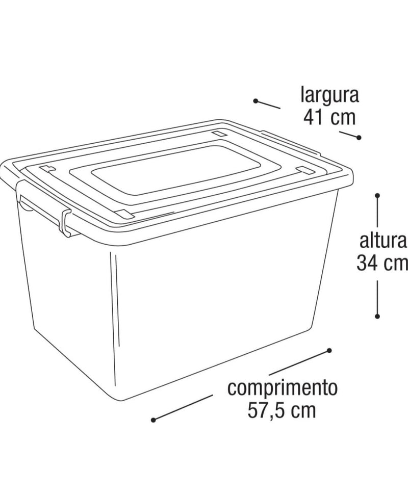 Caixa organizadora preta c/ tampa 56L