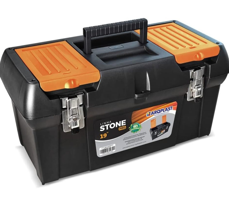 Caixa de Ferramenta Maleta Stone Pro 19" Trava de Aço Arqplast