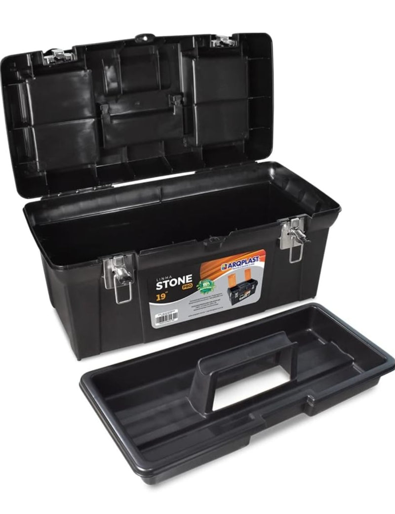 Caixa de Ferramenta Maleta Stone Pro 19" Trava de Aço Arqplast