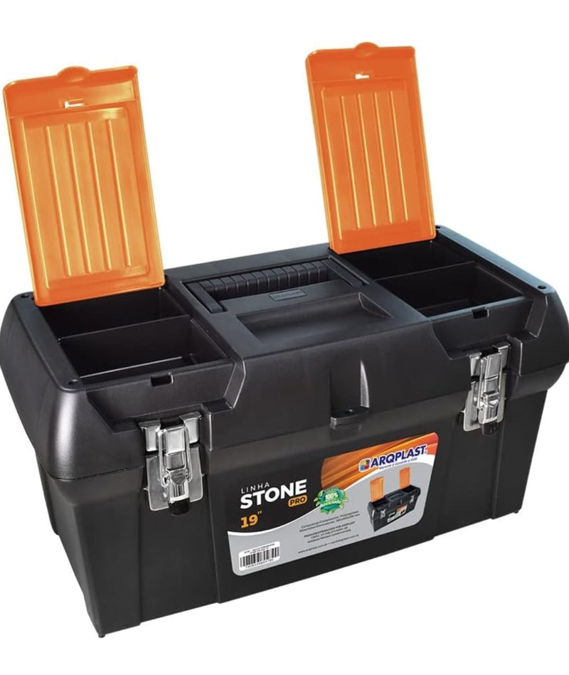 Caixa de Ferramenta Maleta Stone Pro 19" Trava de Aço Arqplast