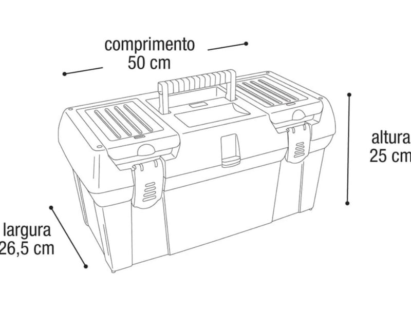 Caixa de Ferramenta Maleta Stone Pro 19" Trava de Aço Arqplast