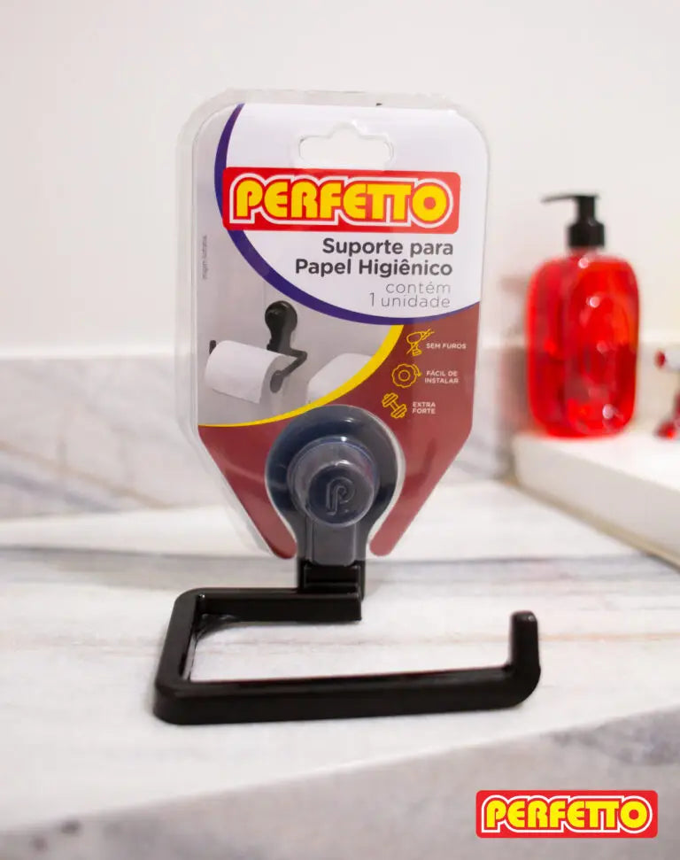 Suporte de Plástico com Ventosa para Papel Higiênico - Perfetto
