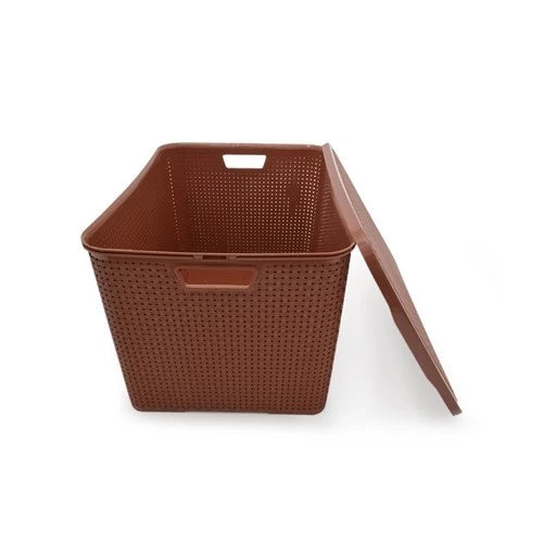 Caixa Cesto Organizador 7L Rattan c/ Tampa - Arqplast