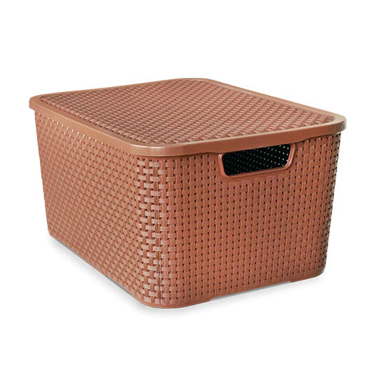 Caixa Cesto Organizador 7L Rattan c/ Tampa - Arqplast